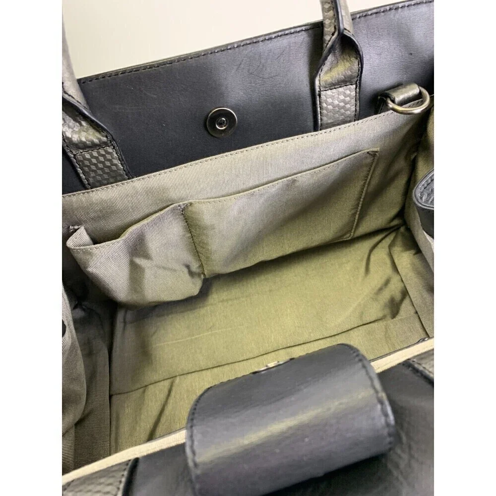 BOGO Zac Posen Satchel Purse Black Leather Fur Stripes Tote Crossbody Strap Snap - Picture 11 of 16